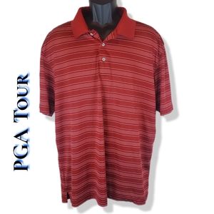 Mens PGA Tour Red Striped Sports Golf Polo Shirt Top Size XXL